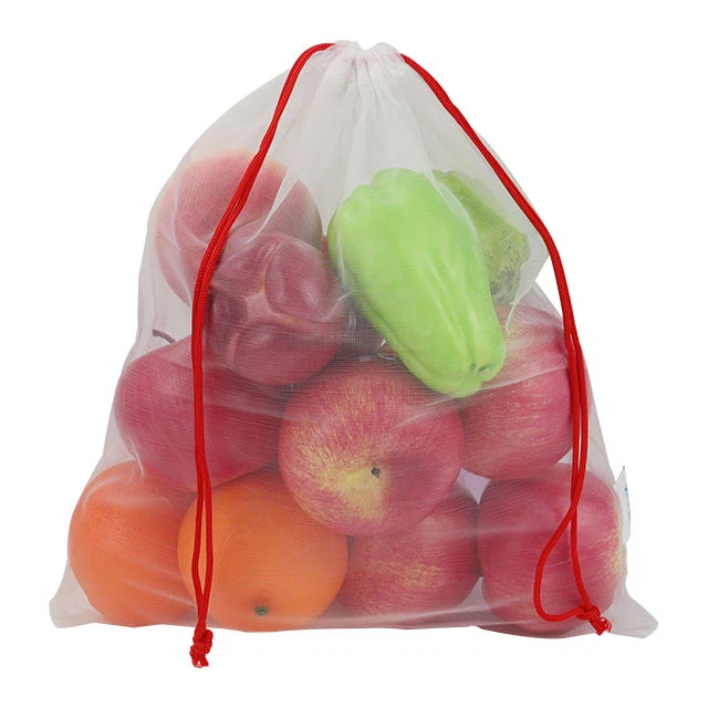 أكياس شبكية برباط صديقة للبيئة لخضروات الفاكهة